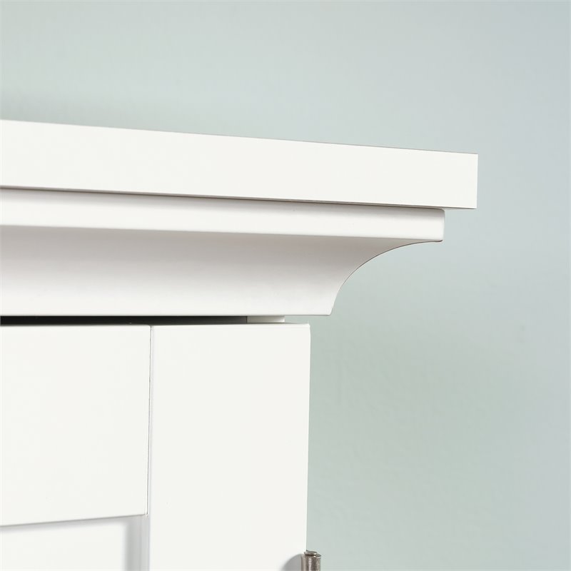 Pemberly Row Modern Engineered Wood Multi-Purpose Storage Craft Armoire in White