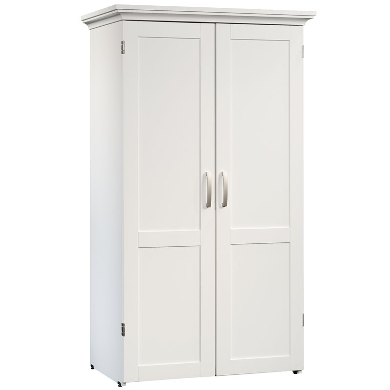 Pemberly Row Modern Engineered Wood Multi-Purpose Storage Craft Armoire in White