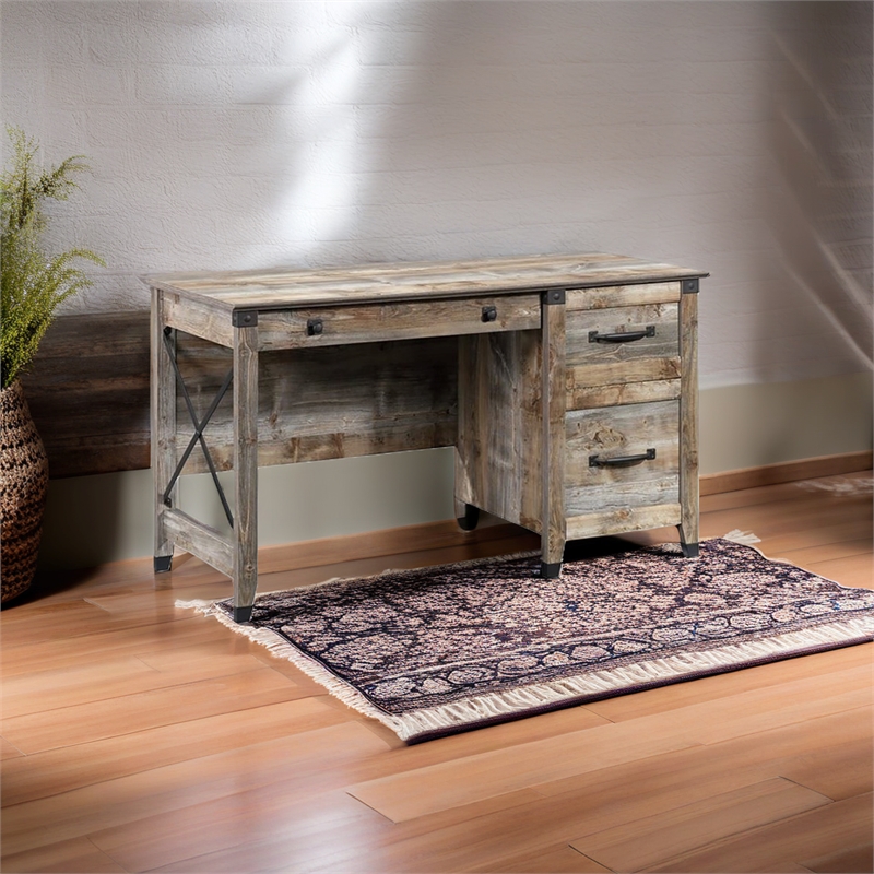 Pemberly Row Traditional Engineered Wood Desk in Rustic Cedar Brown