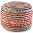 Pemberly Row Contemporary Round Pouf in Multi-Color Braided Jute and Cotton