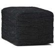 Pemberly Row Contemporary Boho Square Pouf in Black Woven Genuine Leather