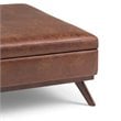 Pemberly Row Faux Air Leather Square Coffee Table Ottoman in Saddle Brown