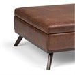Pemberly Row Faux Air Leather Square Coffee Table Ottoman in Saddle Brown
