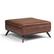 Pemberly Row Faux Air Leather Square Coffee Table Ottoman in Saddle Brown