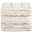 Pemberly Row Boho Square Pouf in Natural Handloom Woven Pattern