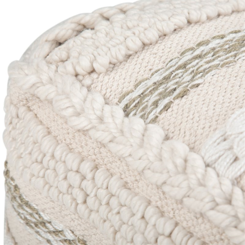 Pemberly Row Boho Square Pouf in Natural Handloom Woven Pattern