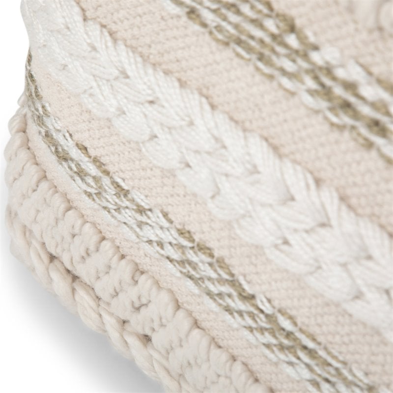Pemberly Row Boho Square Pouf in Natural Handloom Woven Pattern