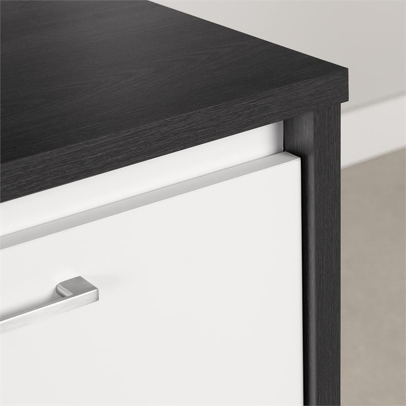 Pemberly Row Contemporary Wood Kitchen Island Gray Oak and White