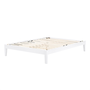Pemberly Row 62.5&quot Modern Wood Queen Size Platform Bed in White