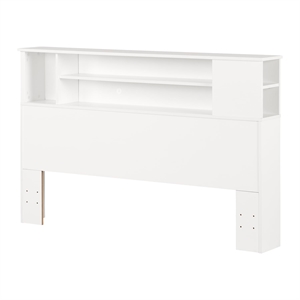 Pemberly Row Wood Full Queen Bookcase Headboard in Pure White