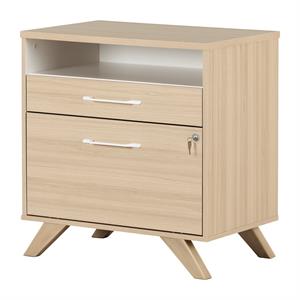 pemberly row contemporary 2-drawer file cabinet in soft elm oak and white