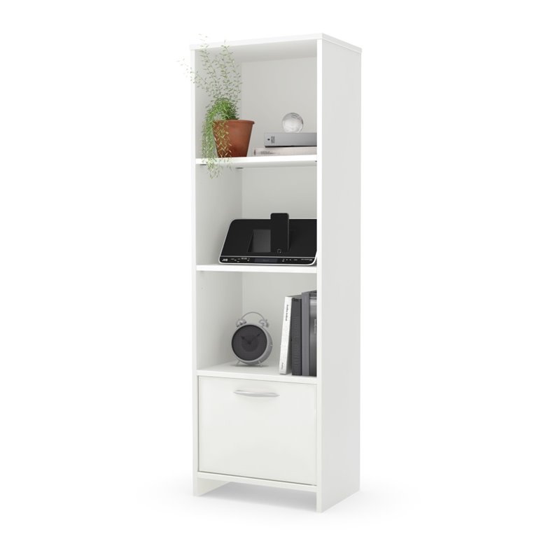 Pemberly Row Transitional 4 Shelf Wood Bookcase in Pure White