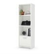 Pemberly Row Transitional 4 Shelf Wood Bookcase in Pure White
