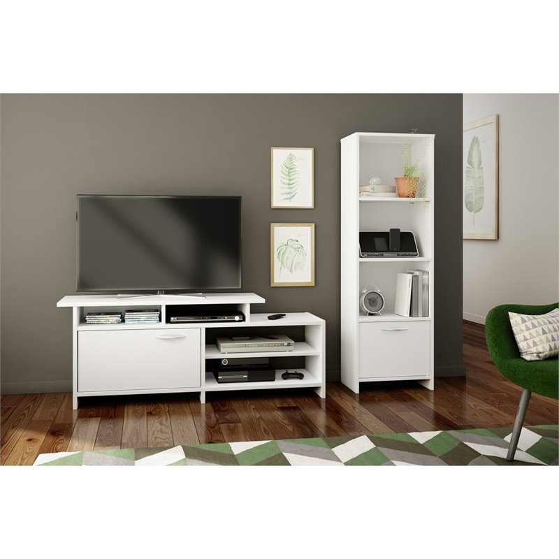 Pemberly Row Transitional 4 Shelf Wood Bookcase in Pure White