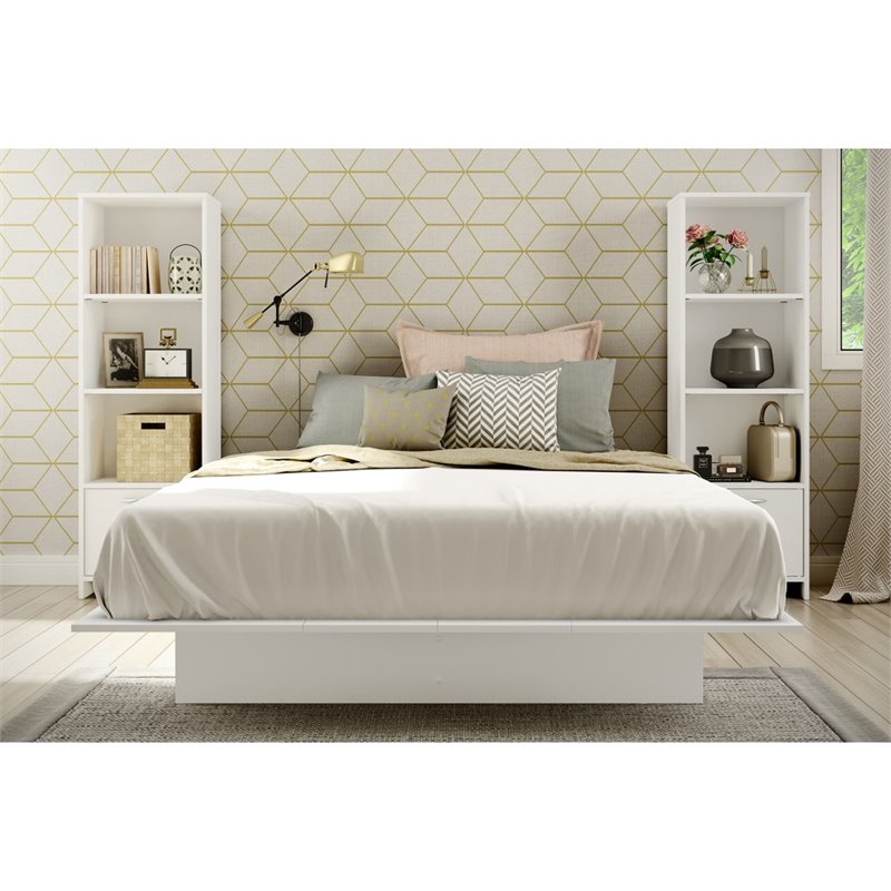 Pemberly Row Transitional 4 Shelf Wood Bookcase in Pure White