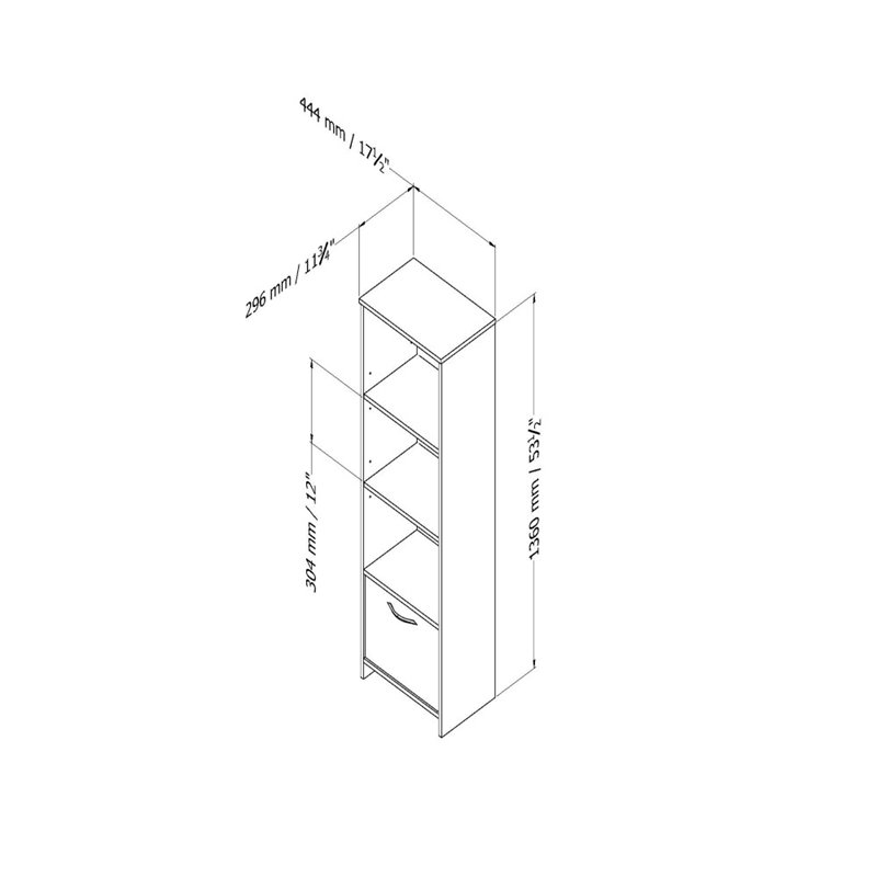 Pemberly Row Transitional 4 Shelf Wood Bookcase in Pure White