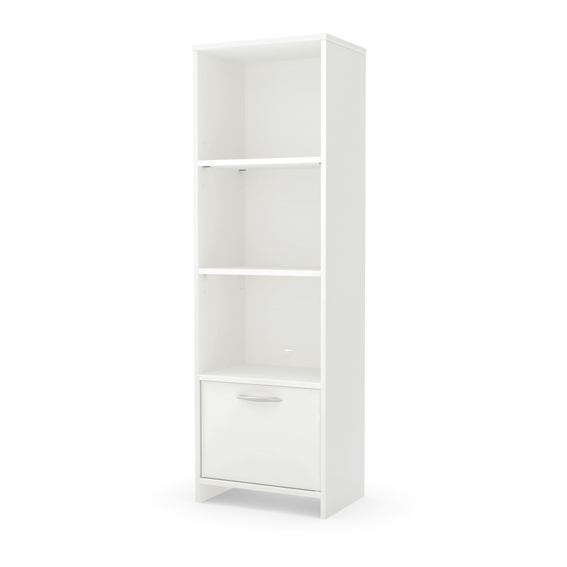 Pemberly Row Transitional 4 Shelf Wood Bookcase in Pure White