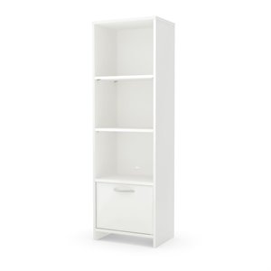 Pemberly Row Transitional 4 Shelf Wood Bookcase in Pure White