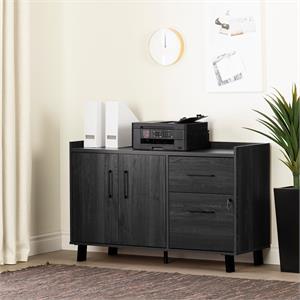 pemberly row modern 2-drawer credenza with doors in gray oak