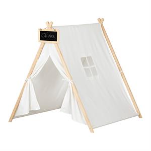 pemberly row transitional play tent with chalkboard-organic cotton and pine