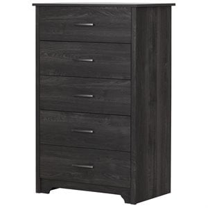 Pemberly Row Contemporary 5-Drawer Particleboard Wood Chest in Gray Oak