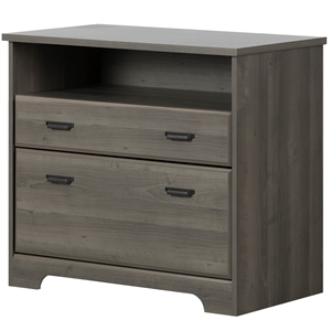 pemberly row farmhouse 2-drawer file cabinet in gray maple