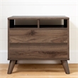 Pemberly Row Transitional 2-Drawer Nightstand-Natural Walnut and Pure White