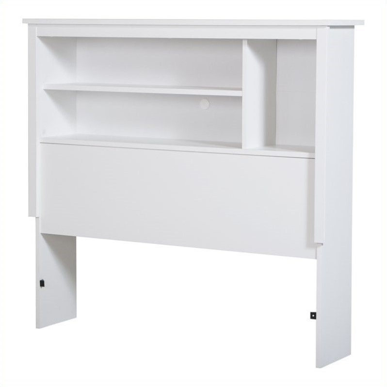 Pemberly Row Modern Wood Twin Bookcase Headboard in Pure White