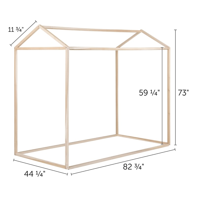 Pemberly Row Twin Canopy Bed Frame in Natural Poplar
