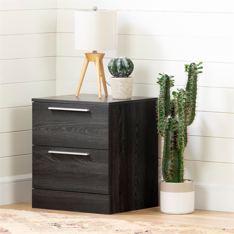 Pemberly Row Contemporary Essential 2-Drawer Nightstand in Gray Oak