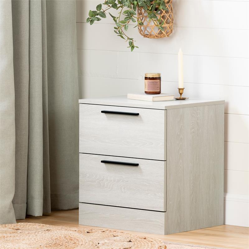 Pemberly Row Contemporary Wood 2-Drawer Nightstand in Winter Oak