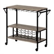 Pemberly Row Contemporary Wood Bar Cart in Weathered Oak