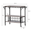 Pemberly Row Contemporary Wood Bar Cart in Weathered Oak