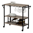 Pemberly Row Contemporary Wood Bar Cart in Weathered Oak