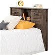 Pemberly Row Contemporary Wood Twin XL Bookcase Headboard in Oak