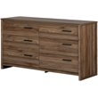 Pemberly Row 6 Drawer Double Dresser in Natural Walnut
