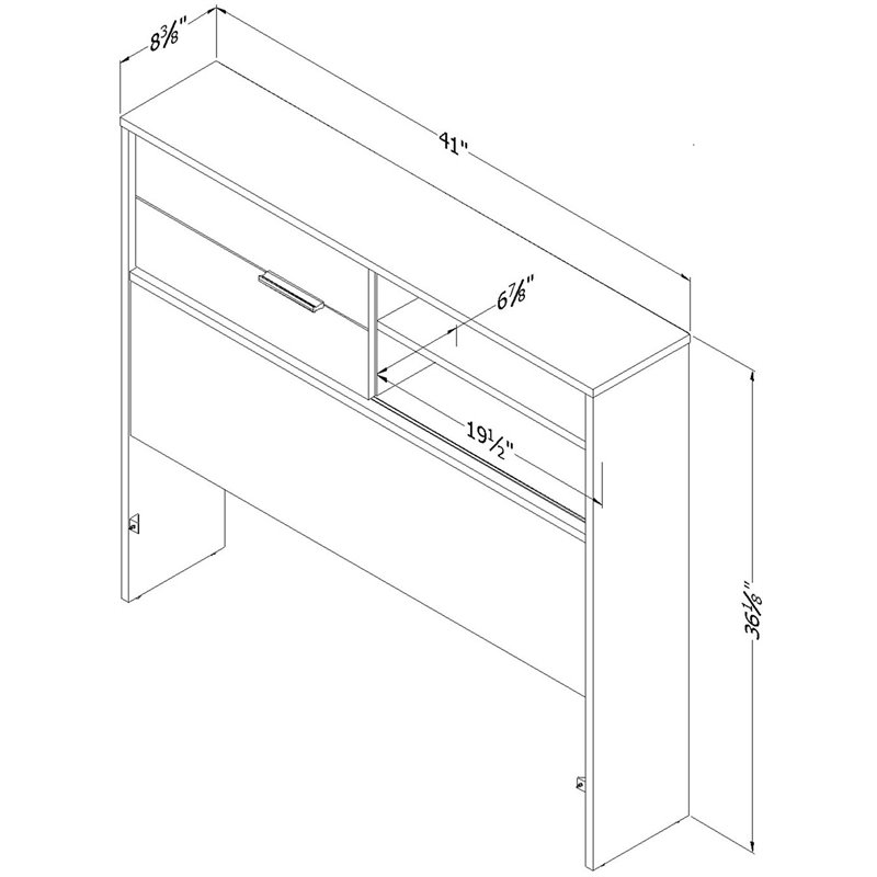 Pemberly Row Mid-Century Wood Twin Bookcase Headboard in Oak