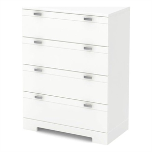 pemberly row contemporary 4-drawer chest in pure white