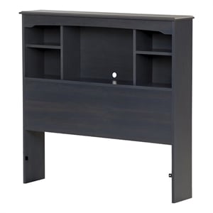 Pemberly Row Transitional Wood Twin Bookcase Headboard in Blue