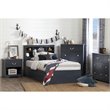 Pemberly Row Transitional Wood Twin Bookcase Headboard in Blue