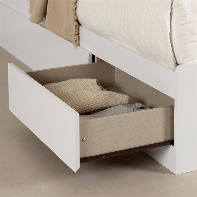 Pemberly Row Modern Wood Full Bookcase Storage Bed in Pure White