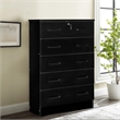 Pemberly Row Contemporary 5-Drawer Engineered Wood Chest with Lock in Black