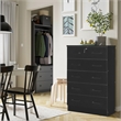 Pemberly Row Contemporary 5-Drawer Engineered Wood Chest with Lock in Black