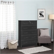 Pemberly Row Contemporary 5-Drawer Engineered Wood Chest with Lock in Black