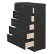 Pemberly Row Contemporary 5-Drawer Engineered Wood Chest with Lock in Black