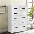 Pemberley Row Engineered Wood White Chest Contemporary 5-Drawer Lock 44