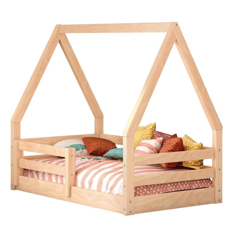 Pemberly Row Modern Solid Wood Toddler Bed in Natural Oak