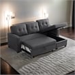 Pemberly Row Transitional Fabric Reversible Sleeper Sectional Sofa in Dark Gray