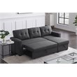 Pemberly Row Transitional Fabric Reversible Sleeper Sectional Sofa in Dark Gray