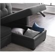 Pemberly Row Transitional Fabric Reversible Sleeper Sectional Sofa in Dark Gray